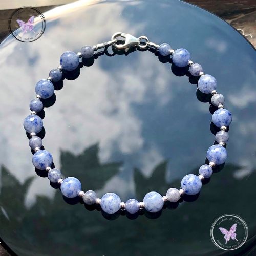 Blue Aventurine Silver Bead Bracelet